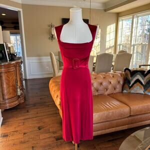 vintage y2k bebe red buckle midi dress